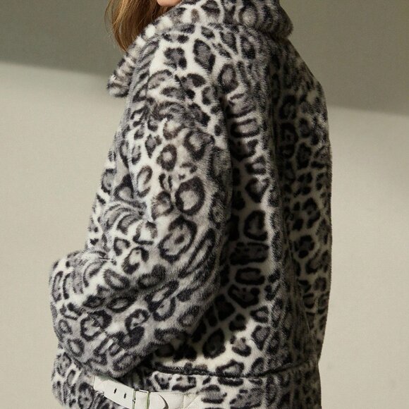 Black And White Casual Women's Mink Faux Leather coat Jacket - Picture 6 of 7